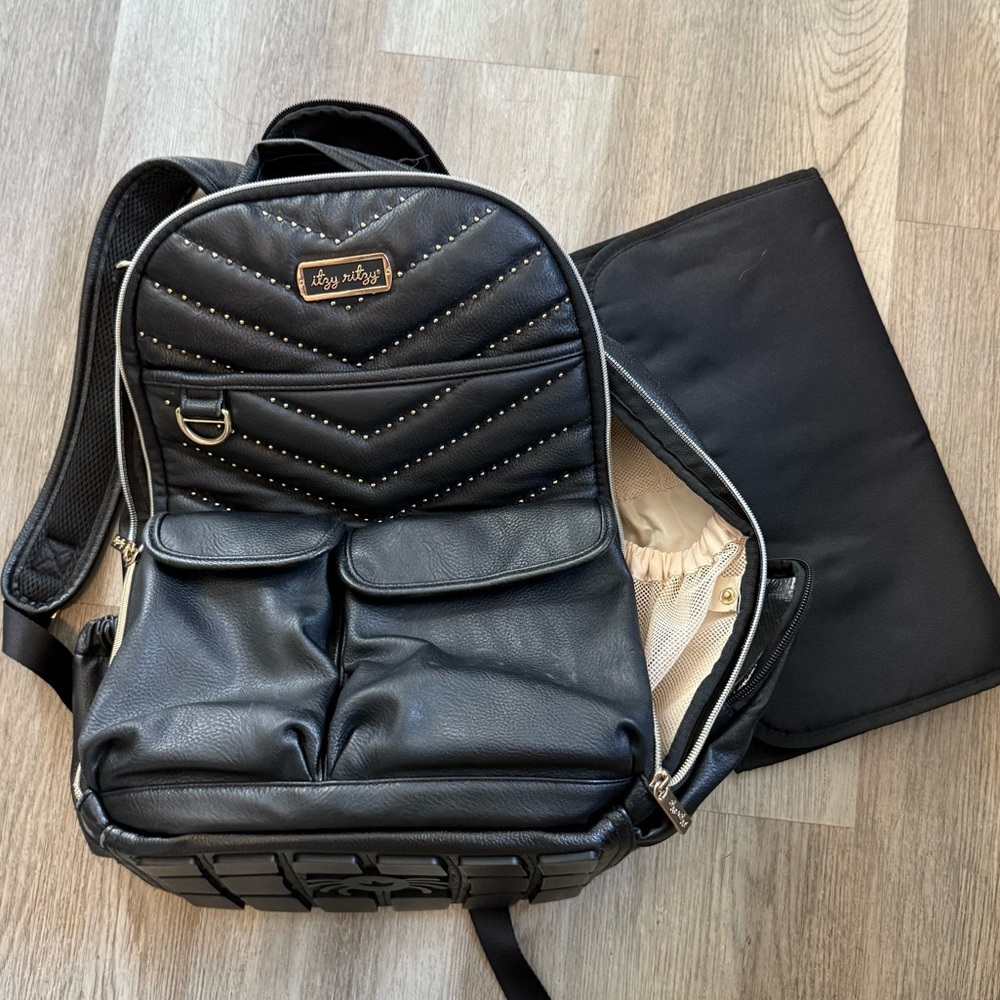 Itzy Ritzy Black Backpack with Gold Accents - Picture 2 of 12